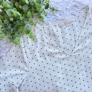 LOFT White Polka Dot Women's Top Size Small